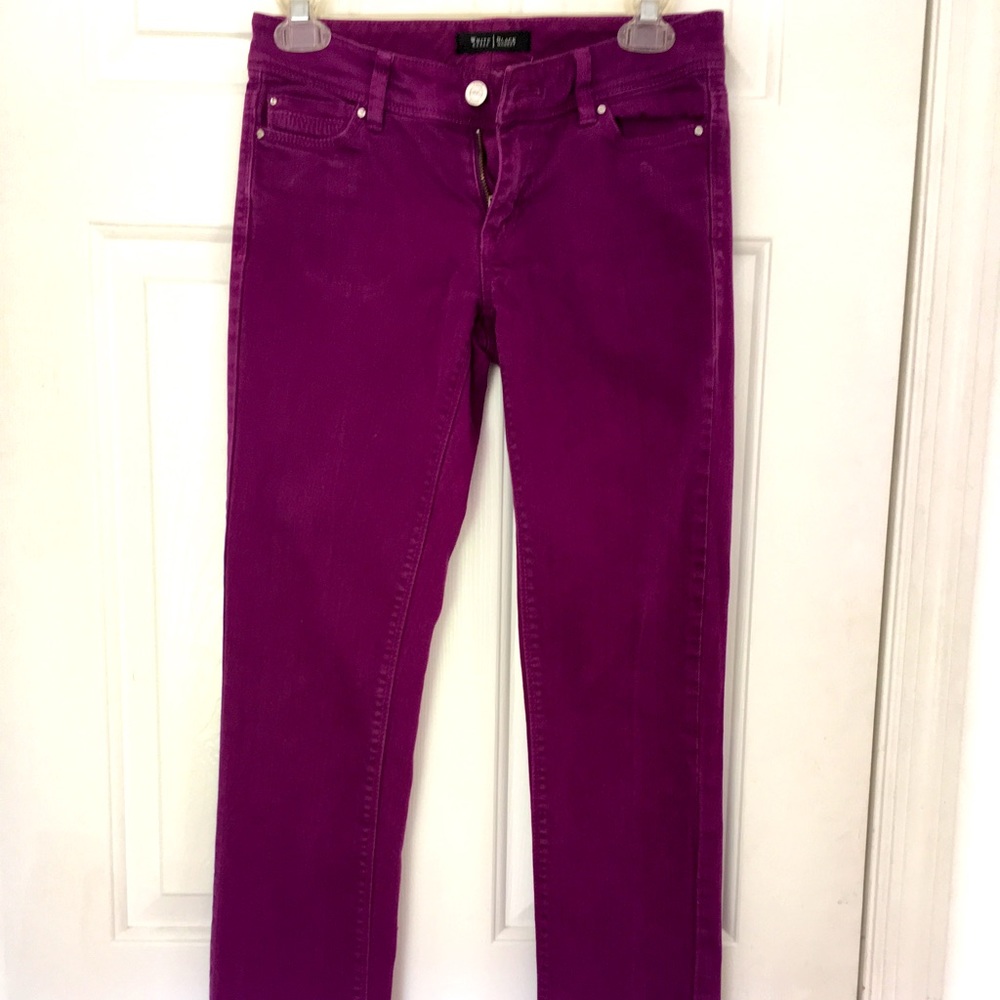 White House black Market jeans in Rasberry/Burgundy colored jeans.